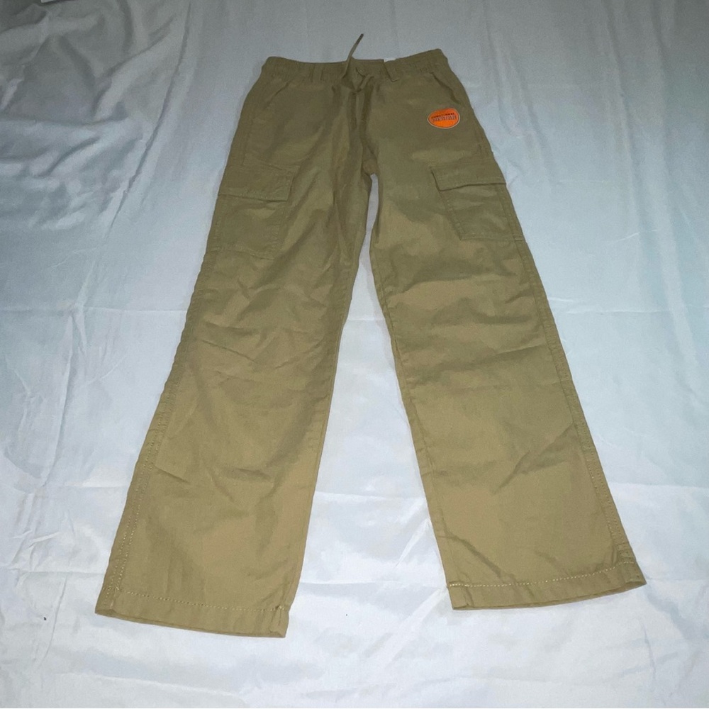 The Childrens Place Boys Khaki Cargo Pants Tan Cotton Size 8 Elastic Waist